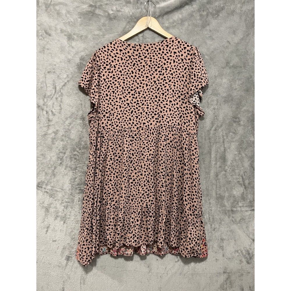 Savanna Jane Leopard Print Embroidered V-Neck Tunic Mini Dress Plus Size 2X - Picture 10 of 10